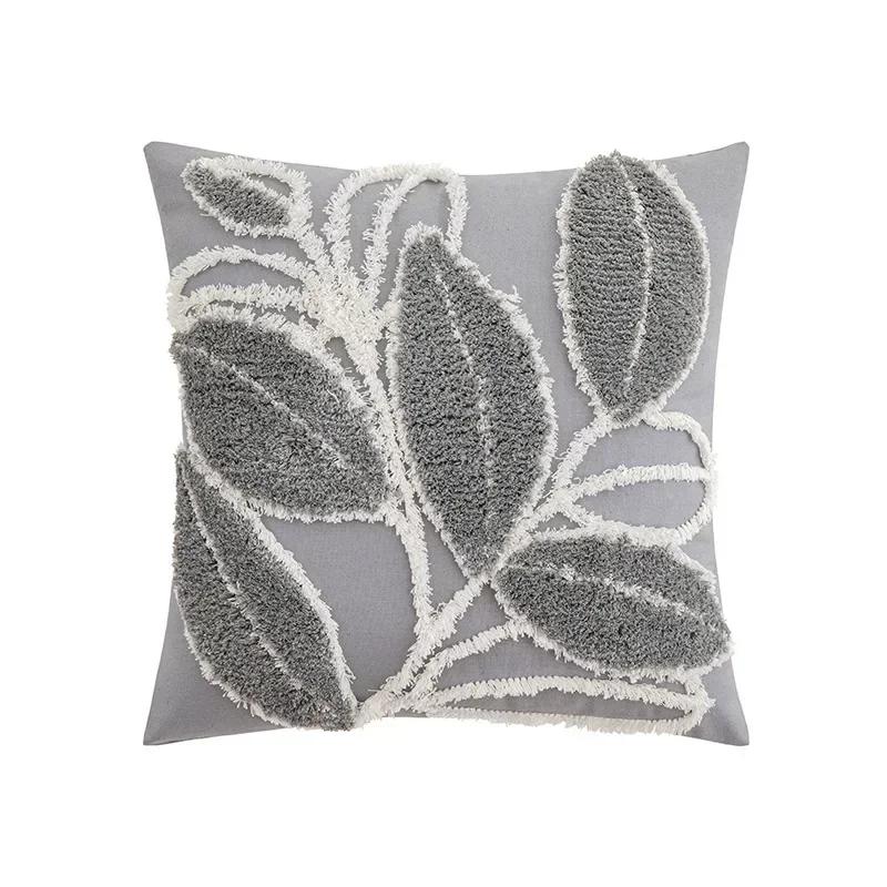 Green Leaf Square Pillowcase Soft Tufting Pillow Cover Sofa Decor Cushion Cover Living Room Nordic Decoration Rectangle Cover