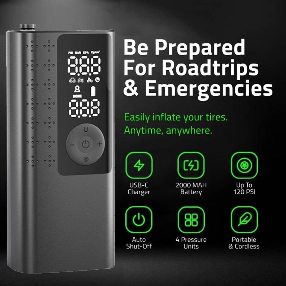 Car Air Pump Tire Inflator Portable Compressor Digital Cordless Car Tire Inflator for Motorcycle Bike Ball