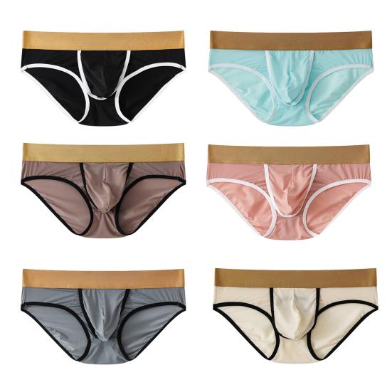 Men Briefs Low-rise Elastic Waistband Side Opening Design U-Convex Panties Breathable Underwear Daily Wear