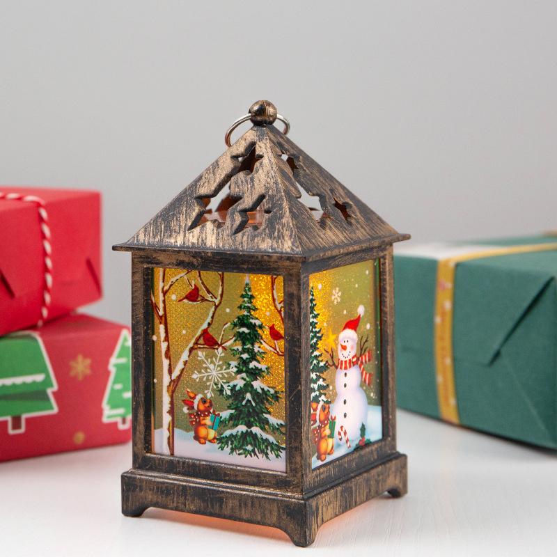 Christmas LED Light Creative Night Light Retro Wind Lantern Christmas Desktop Decoration Lights