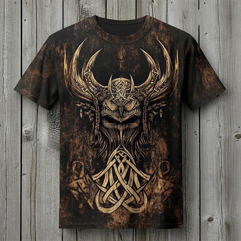 Pánské Vintage Severský Havraní Totemový Potisk Ležérní Tričko s Krátkým Rukávem Nadměrná Velikost Kulatý Výstřih Tričko s Krátkým Rukávem Letní Dámské Tričko Top