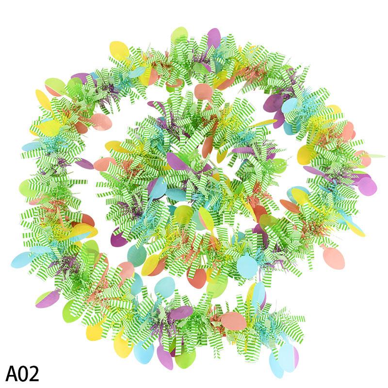 2M Easter Hanging Garlands Tinsel Stripe Ornament DIY Wreath Crafts 2025 Easter Birthday Kids Gift Spring Home Party Decoration