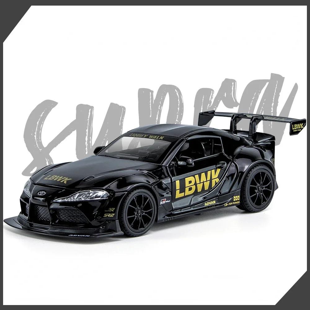 1:22 Scale Supra Model Car Toy Alloy Diecast Sound Light Pull Back Simulation Vehicle Toys Models Kids Collectible Item