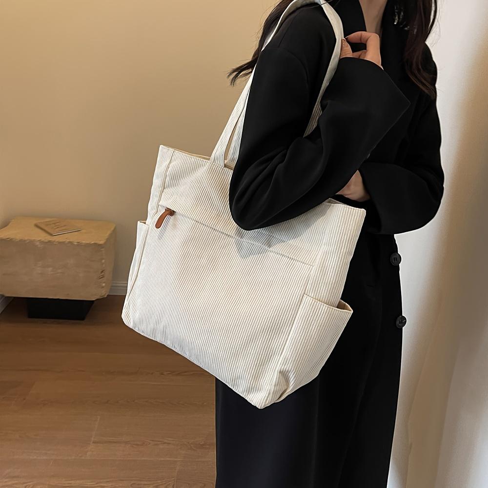 Damen Retro Schultertasche Cord Multi-funktionale Handtasche Große Kapazität Studenten Schulter Pendler Tragetasche Für die Arbeit