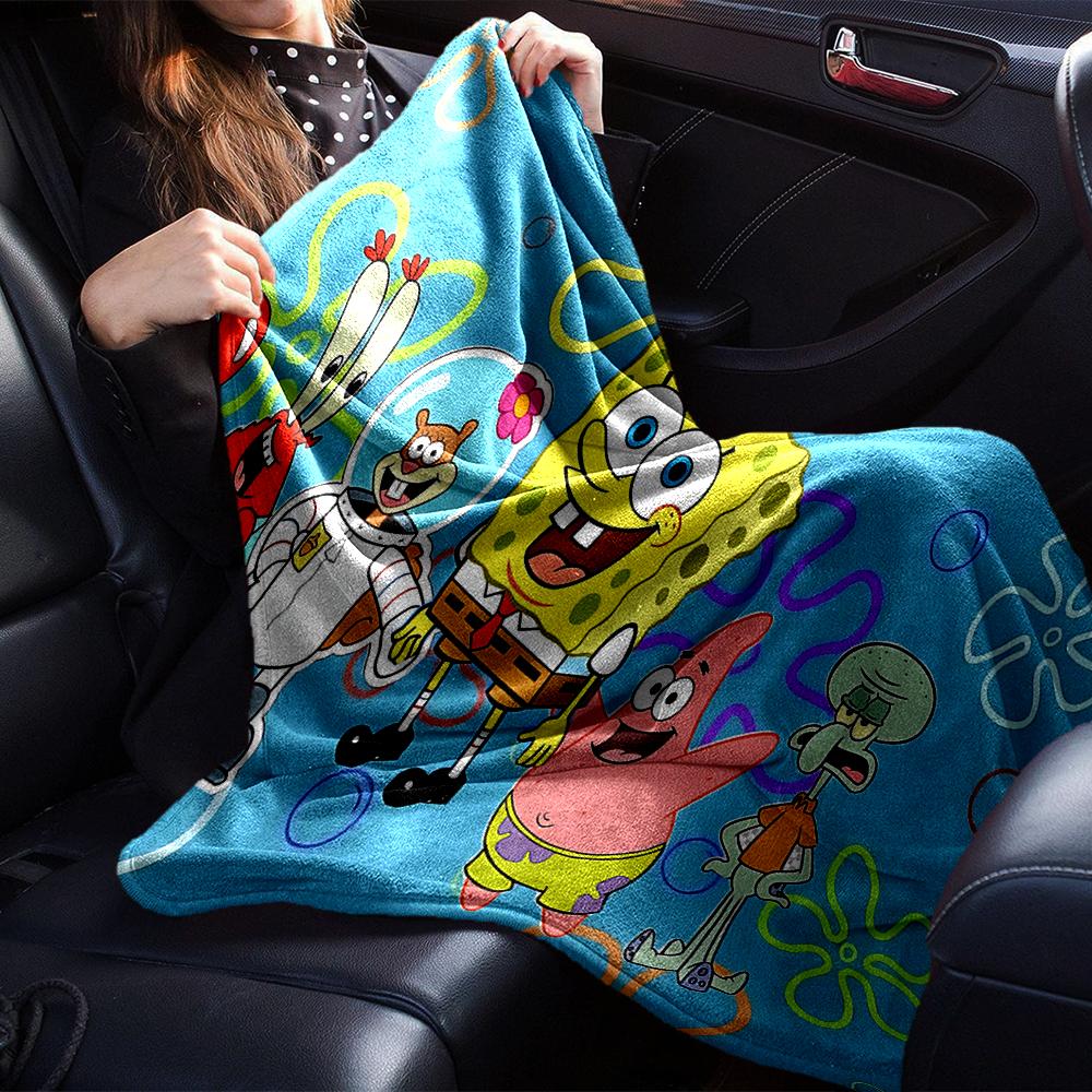1Pc Spongebob Friends Adventure Blanket Soft Throw Blanket For Home Bedroom Bed Sofa Travel Office Solid Christmas Blanket