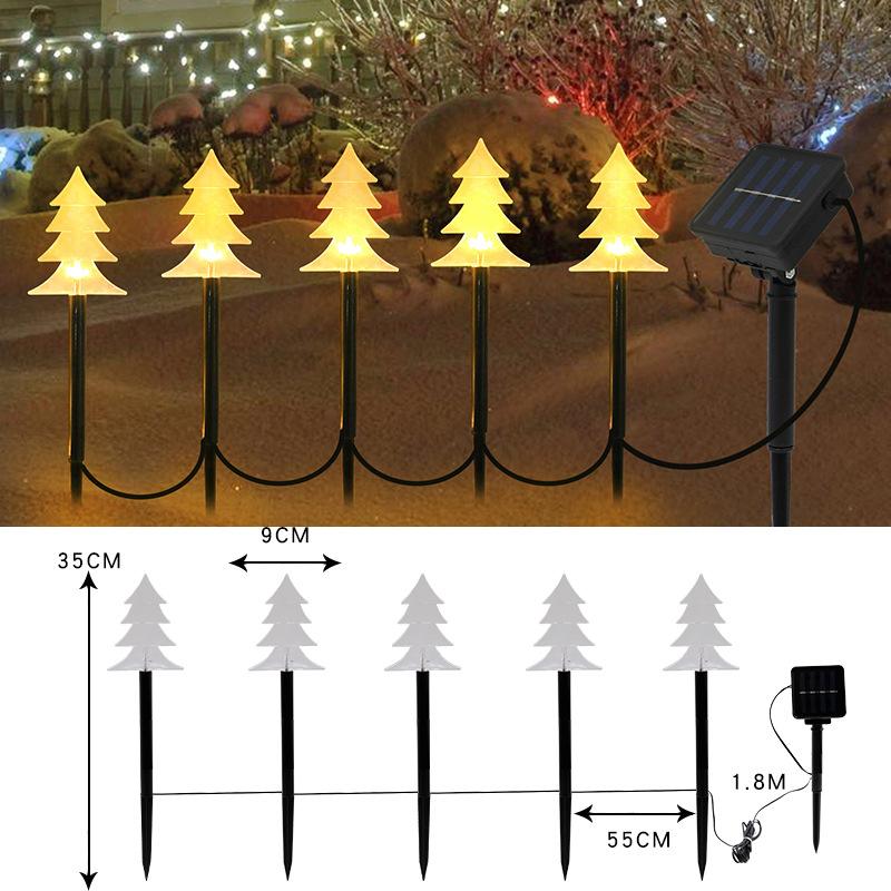 Christmas Solar Pathway Lights, Set of 5 Waterproof Landscape Christmas Lights, Stake Christmas Decorations, LED Lights for Yard Lawn Walkway Decor