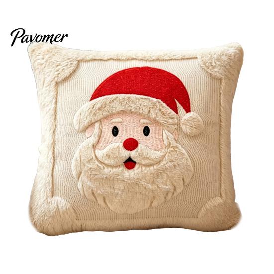 Washable Throw Pillow Covers Christmas Plush Pillowcase, 3D Embroidered Design Soft Decorative Pillows for Couch Cover, Cushion Cover Holiday