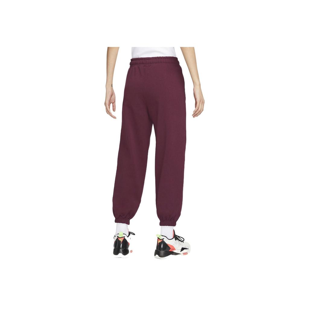Jordan Solid Logo Patch Cotton Fleece Cuffed Pants Women Bottoms Cherrywood-Red DQ4608-645