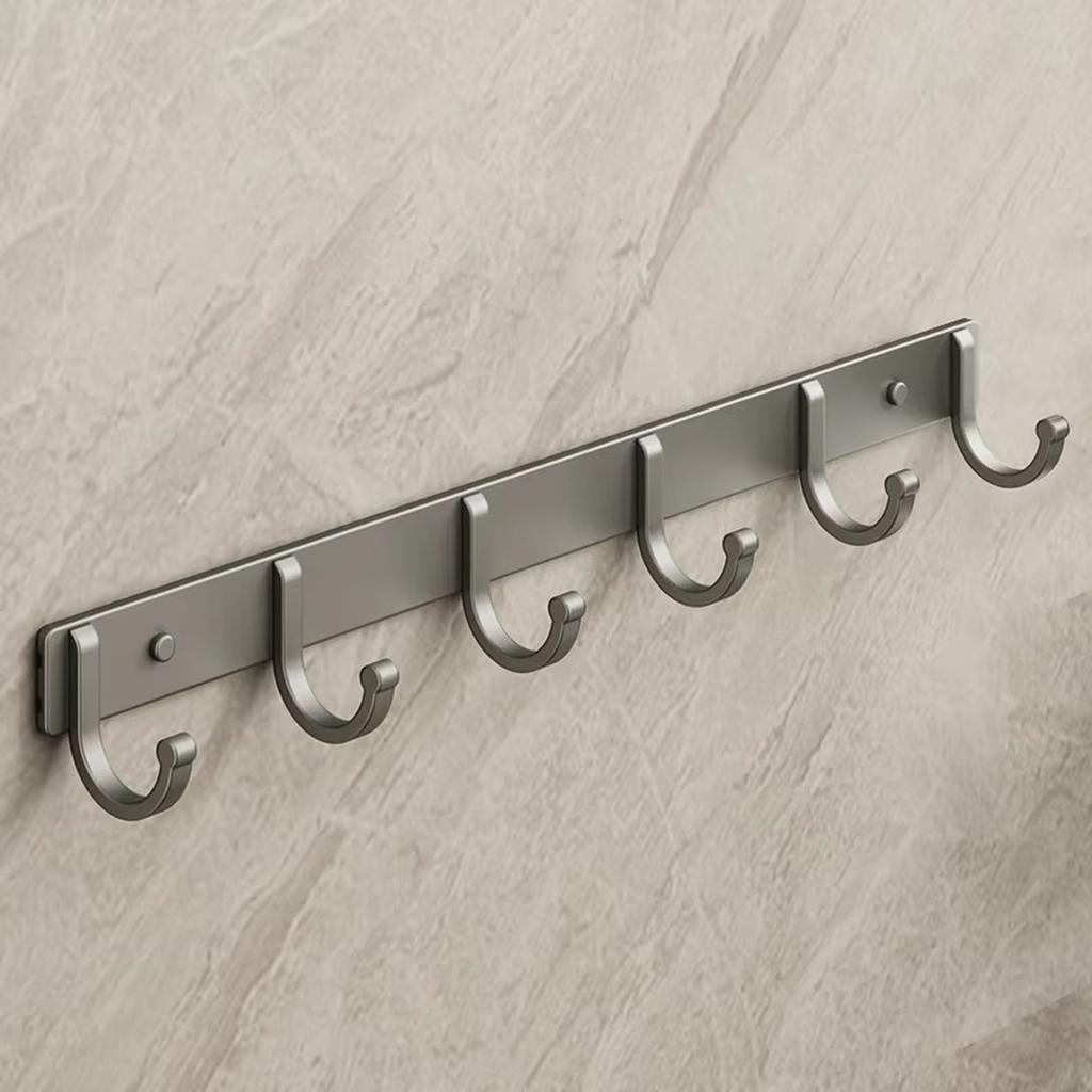 Wall Mounted Space Aluminum Coat Hooks, No Drill Adhesive Rack for Bathroom Bedroom