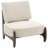 Poltrona de sala de estar em chenille, poltrona confortável de quarto, almofada grossa, assento acolchoado, 72 x 73,5 x 81 cm, creme