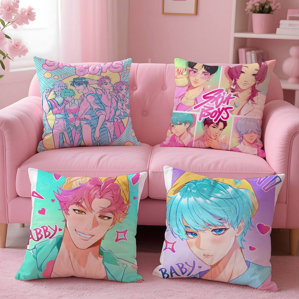 Saja Boys KPopS D-Demon H-Hunters Pillow Case Pattern Printed Pillowcase for Living Room Sofa Cushion Cover & Bedroom Decor