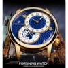 Forsining Men' S Mechanical Watch Fashion Double Dial Automatic Winding Men Wristwatches Sport Genuine Leather Clock For Man