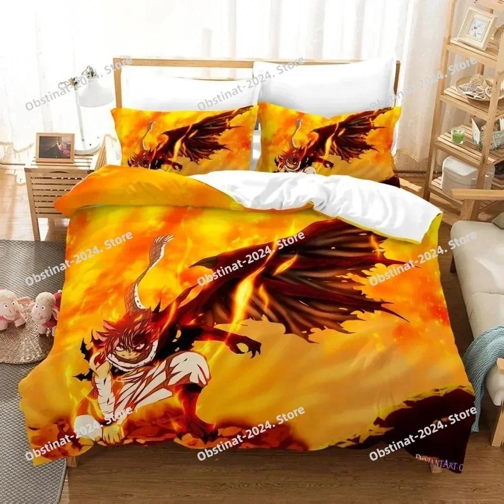 3D Print Fairy Tail Anime Printed Bed Set Duvet Cover Pillowcase Bedding Set Bed Linen Sheet Quilt Cover Full Queen King Size