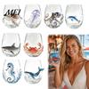 Handgeblasenes Borosilikatglas Oktopus Glasbecher, 350ml Stielloses Weinglas, Wal Delfin Schildkröte Geschenke für Meeresliebhaber Meeresbewohner