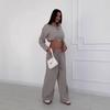 26 Europe, America, Amazon cross-border women's clothing new casual sports style zipper short top wide-leg pants set