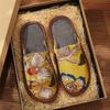 Winter garden cotton slippers fashion printing men's and women's warm fabrics non-slip rubber soft soles home cotton shoes