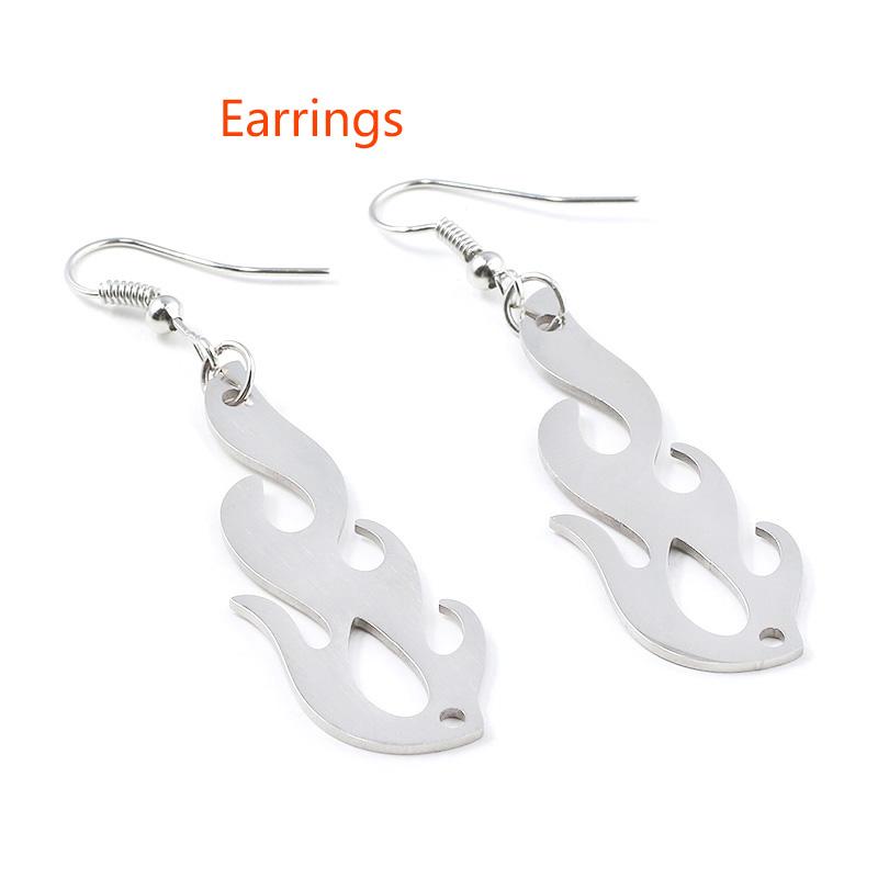 New Hip Hop Flame Shape Necklaces Punk Rock Cool Irregular Necklace Earings for Women Unisex Fashion 2026 Party Dancing Jewelry