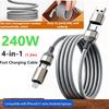 4 In 1 240W Magnetic USB C PD Cable For iPad Samsung Huawei Tablets Laptops Super Charge Fast Charger Type C Cable
