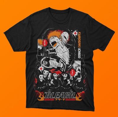 Bleach Ichigo T-Shirt Kurosaki Luna Kawai Anime Manga Maglietta Nera Manica Corta TUTTE LE TAGLIE