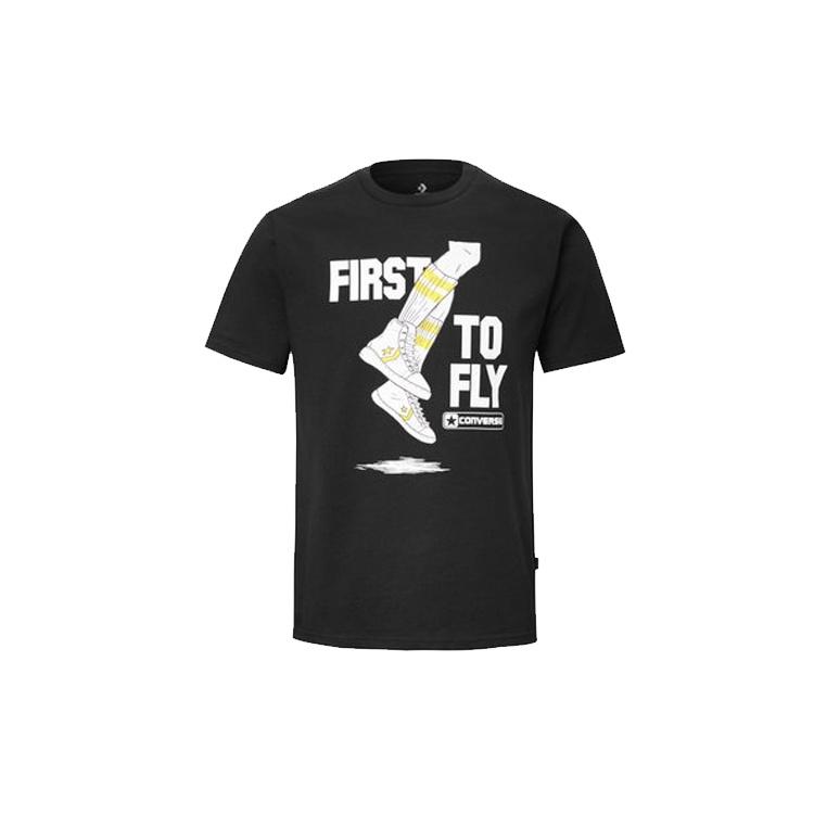 Converse Pro Leather Alphabet Printing Short Sleeve Asia Sizing Black Men s 10020927-A02 S