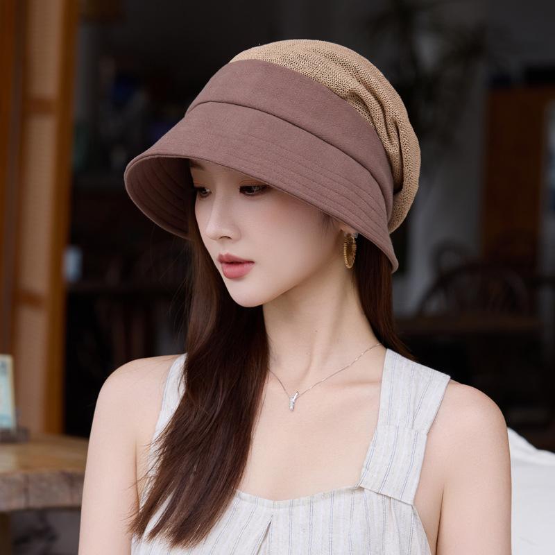 Spring and Summer Versatile Pleated Pile Beret Women's Fashion Face Small Sunscreen Hat Outdoor Casual Sun Hat