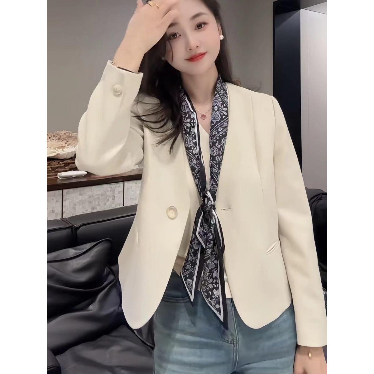 

Women s High-End Collarless Blazer - 2025 Spring Fashion Suit Top XL (130-145 jin)