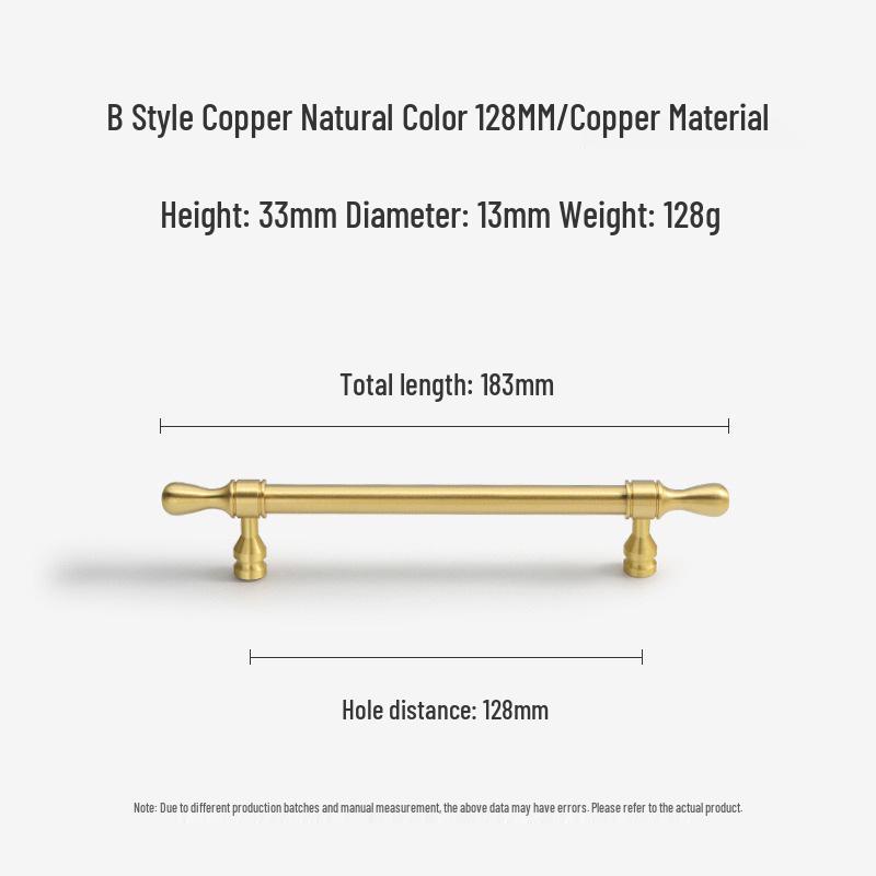 French Light Luxury Gold Brass Drawer Pull Handle