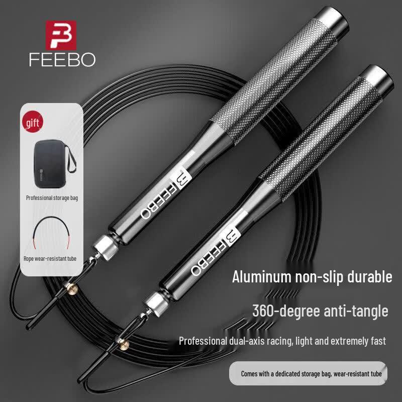 FEEBO Professional Double Bearing Adjustable Steel Wire Jump Rope