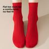 Loose Cotton Yarn Plain-colored Red Socks - for Both Men and Women. Loose Fit, Does Not Pinch The Feet. Mid-calf Length Red Socks.