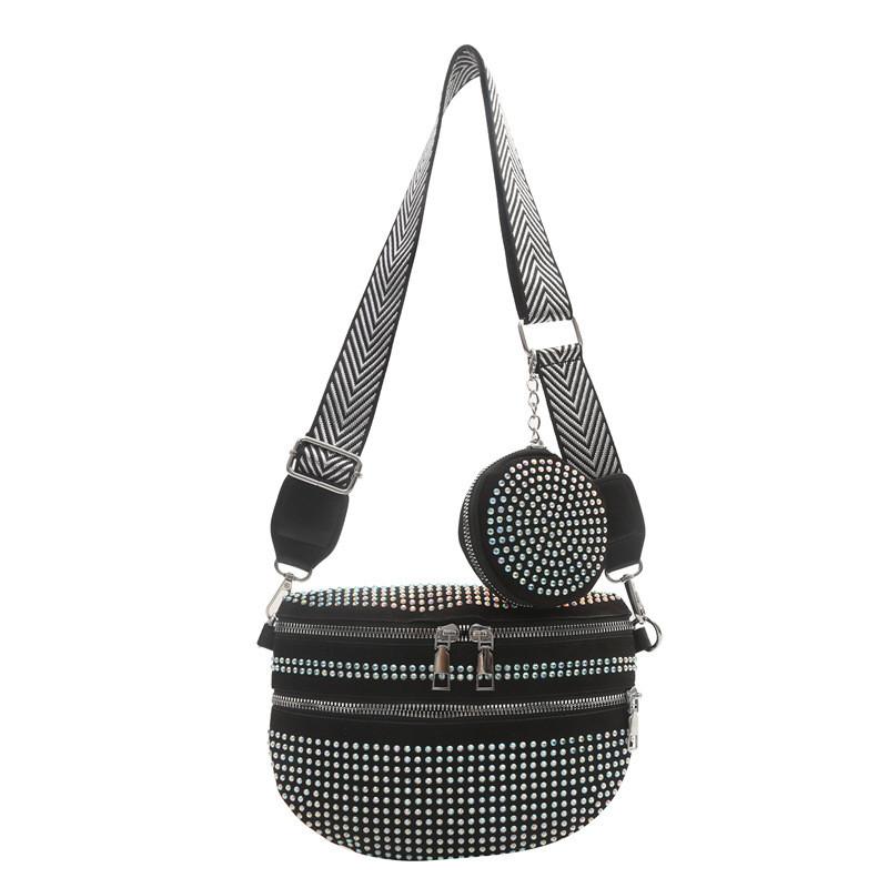 Korean Fashion Saddle Bag With Sewn Detail And Polyester Lining For Street Style Outfits