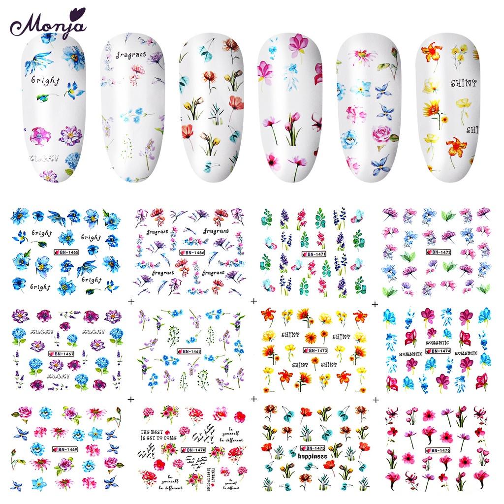 

Monja наклейки для дизайна ногтей стиль бабочка цветок лист серия смешанный узор DIY наклейки для ногтей маникюр украшения аксессуары