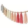Boho Tassel Garland with Wood Beads Wall Hanging Tassel Banner for Classroom Bedroom Nursery Decoration Roseate