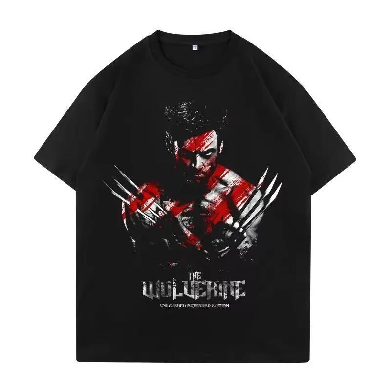 

2026 new Marvel Wolverine Deadpool Tshirt Unisexs and Womens Version Pure LooseFitting ShortSleeved Sporty Casual Shirt S
