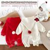 COCOMIYA Christmas Cosplay Baby Santa Romper Loungewear with Perfect for Costume Christmas and Everyday A Great Warm Coverall Pom-Poms, Parties,