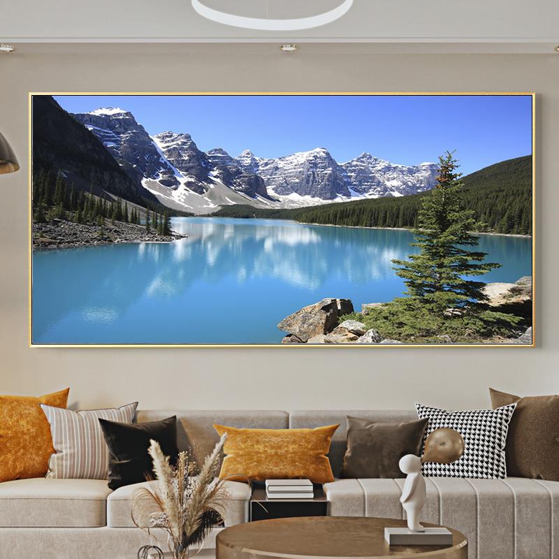 Canvas Painting Lake with Mountain Forest Landscape Giclee Posters Prints for Living Room Wall Decor