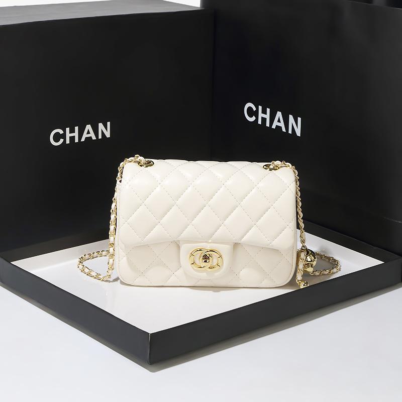 

Double Circle Small Golden Ball Grid Bag Versatile Single Shoulder Crossbody Fashionable Square Fat Casual Buckle 20cm