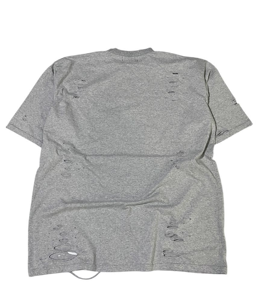 SK8ER ROCK Rock Cross Destroyed T-Shirt ((Melange Gray))