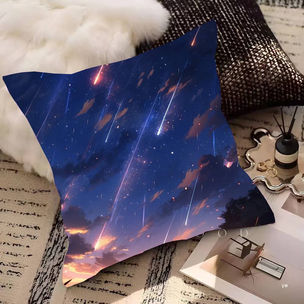 Meteor Shower Starry Sky Pillow Case Fashion Square Pillowcase Bedroom Sofa Room Ins Decoration Leisure
