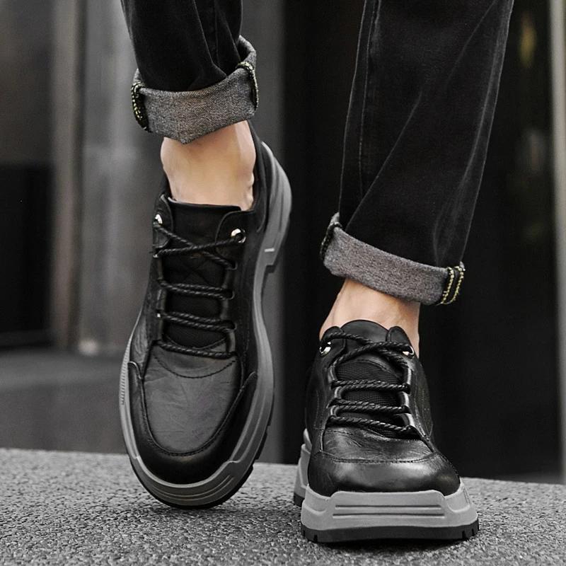 Men Genuine Leather shoes Cowhide men's shoes large size 48 49 Thick Sole Business Casual Male Shoes 2025 New