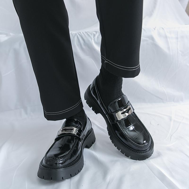 Fashion Loafer Thick Bottom Men's Retro and  Design Styles 38-46 Adult Casual Business Leather Shoes Fashion Black Brown Hot