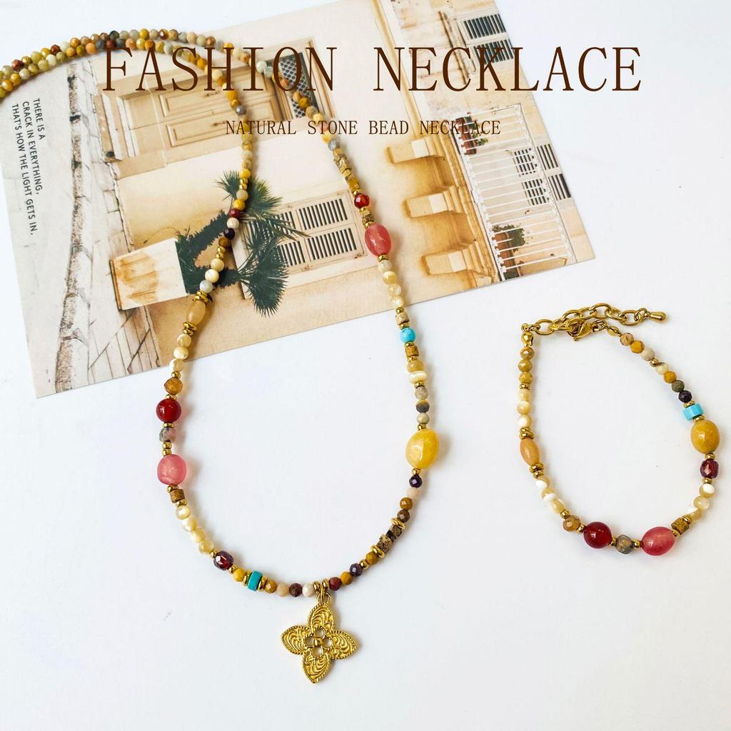 Honey 2025 Autumn/Winter Long Sweater Necklace with Natural Stone Beads - Versatile Women's Style