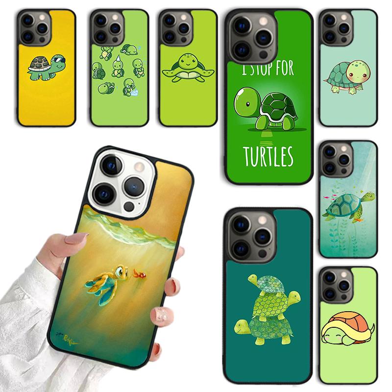 Cartoon Sea Turtle Tortoise Phone Case For iPhone 17 Air 14 13 12 16Pro Max 15 11 Plus Max Cover Shell coque