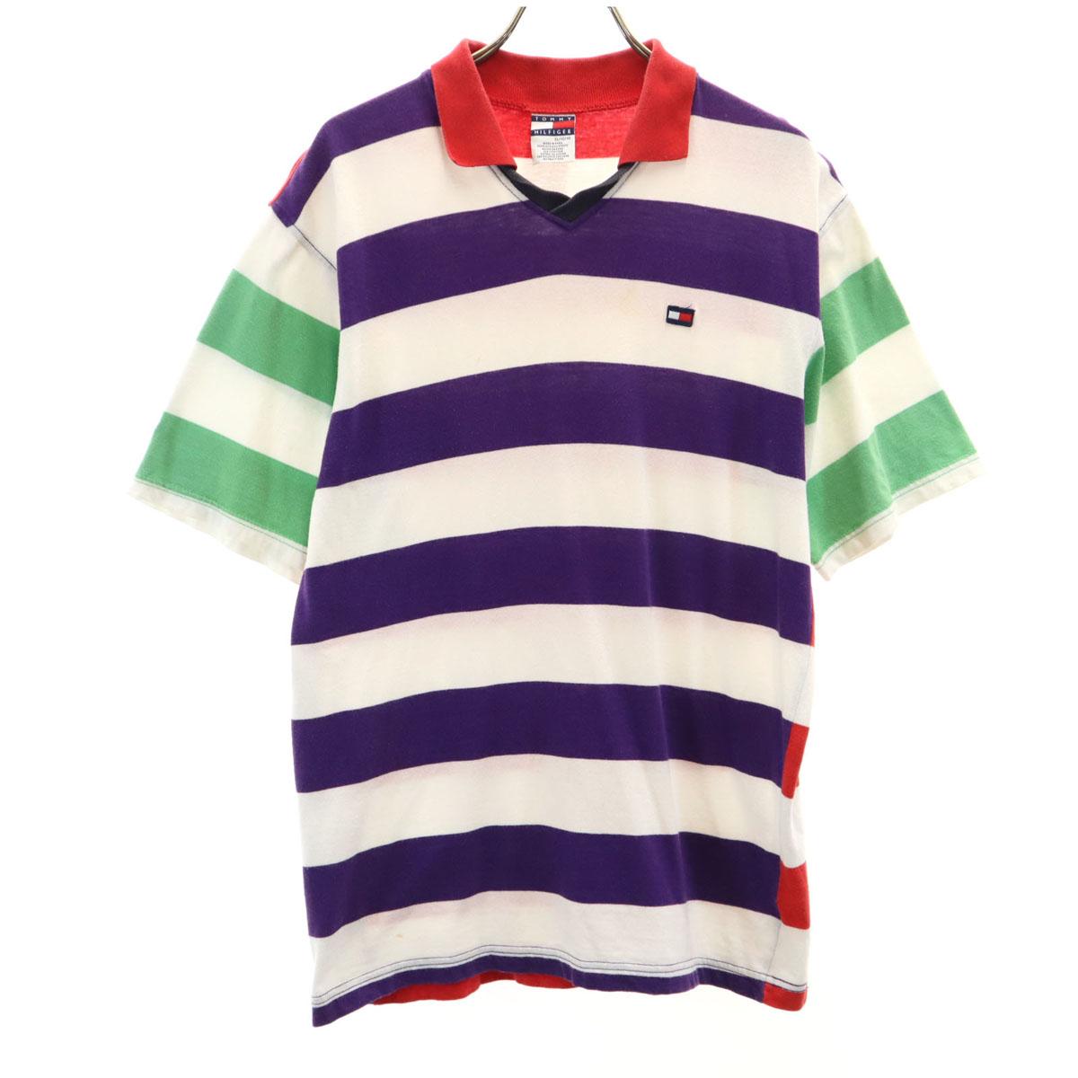 

TOMMY HILFIGER Old Peruvian Border Pattern Short sleeve V neck Polo shirt Men s Used