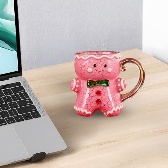 Tazza in Ceramica Uomo di Pan di Zenzero Tazza da Caffè a Forma di Uomo di Pan di Zenzero Natalizio con Manico per Caffè Tè Cioccolata Calda Acqua