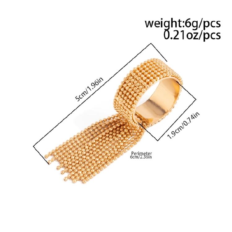 Party Outfit Ring with Flowing Drop Detail, Bead Chain Statement Design and Open Metal Tone Fit for Streetwear