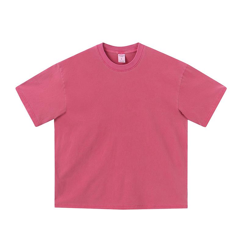 Men'S Trendy Brand Summer Washed And Dyed Old Light Version Short-Sleeved T-Shirt Heavy Cotton Casual High Street Half-Sleeves