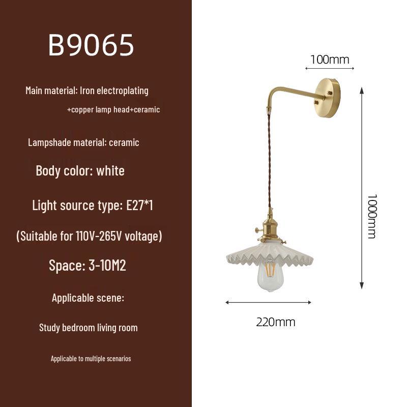 Elegant All-Copper Glass Wall Lamp: Creative Crystal Decor for Hotel Bedrooms and Staircases