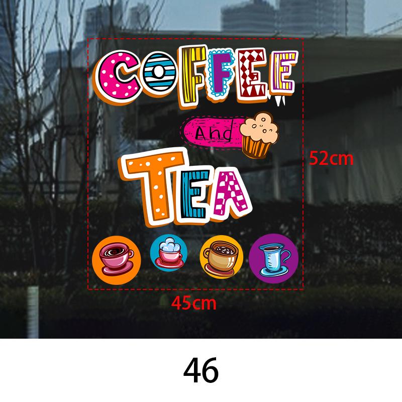 Coffee Shop Wall Sticker Cafes Ice Cream Bread Cake Wall Art Decals DIY Restaurant Milk Tea Shop Decor Sign Window Glass Film