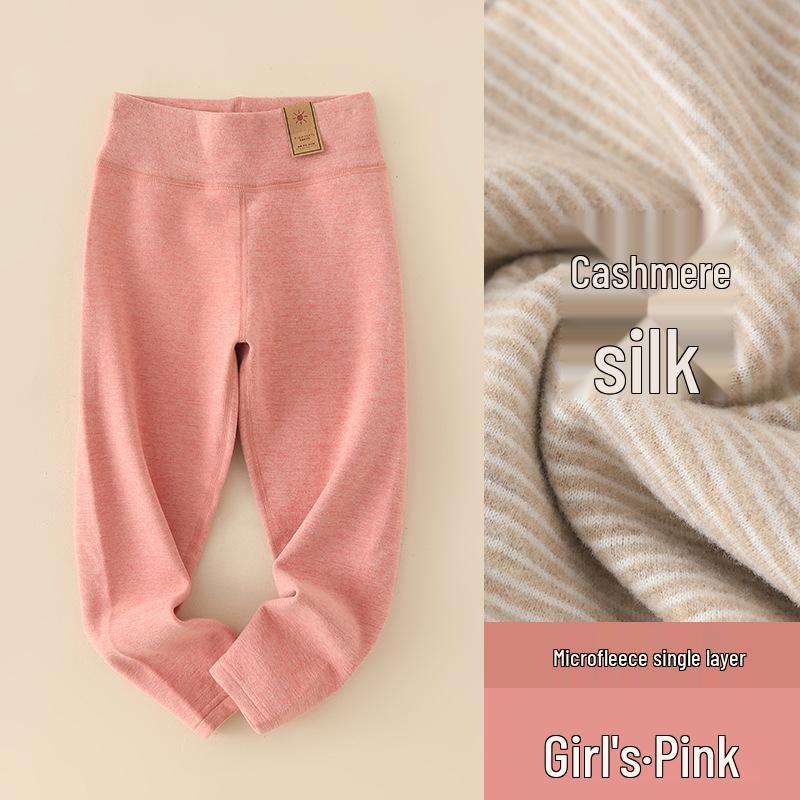 Kinder Kaschmir Seide Fleecegefütterte Winterhose: Warme, hochtaillierte Leggings für Jungen & Mädchen