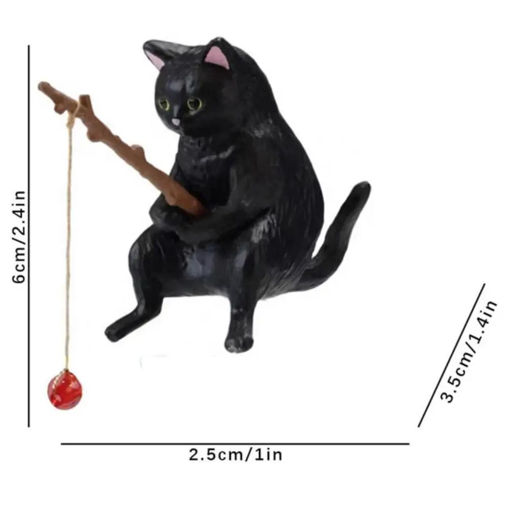 Plant Pot Cat Hanging Decoration Bonsai Easy Use Fish Tank Ornaments Cat Statue Miniature Figurines Kitten Fishing Ornament